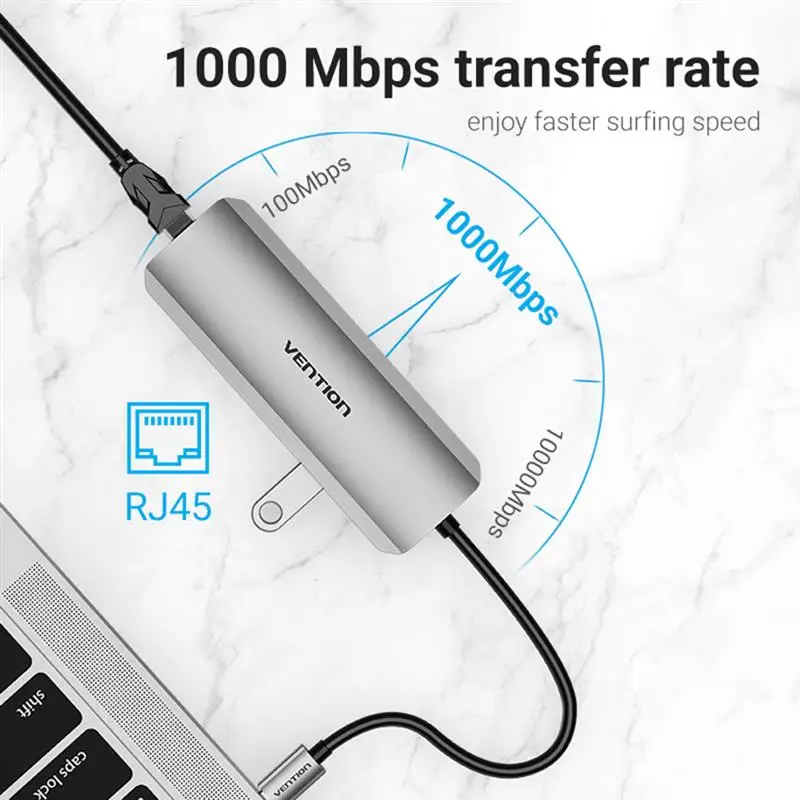 

New VENTION USB 3.0 Hub 4K VGA PD 100W RJ45 3.5mm Type C to HDMI-Compatible Dock Station 5/6/9 in 1 USB C 3.1 Splitter Hub