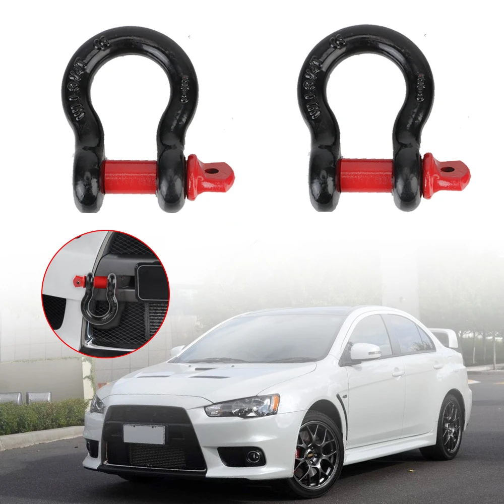 

Towing Rope Buckles 12T 19.5T 45# 2pcs Heavy Duty Tow Hook For Off Road Trailer Car Emergency Recovery D Ring Shackle Vault
