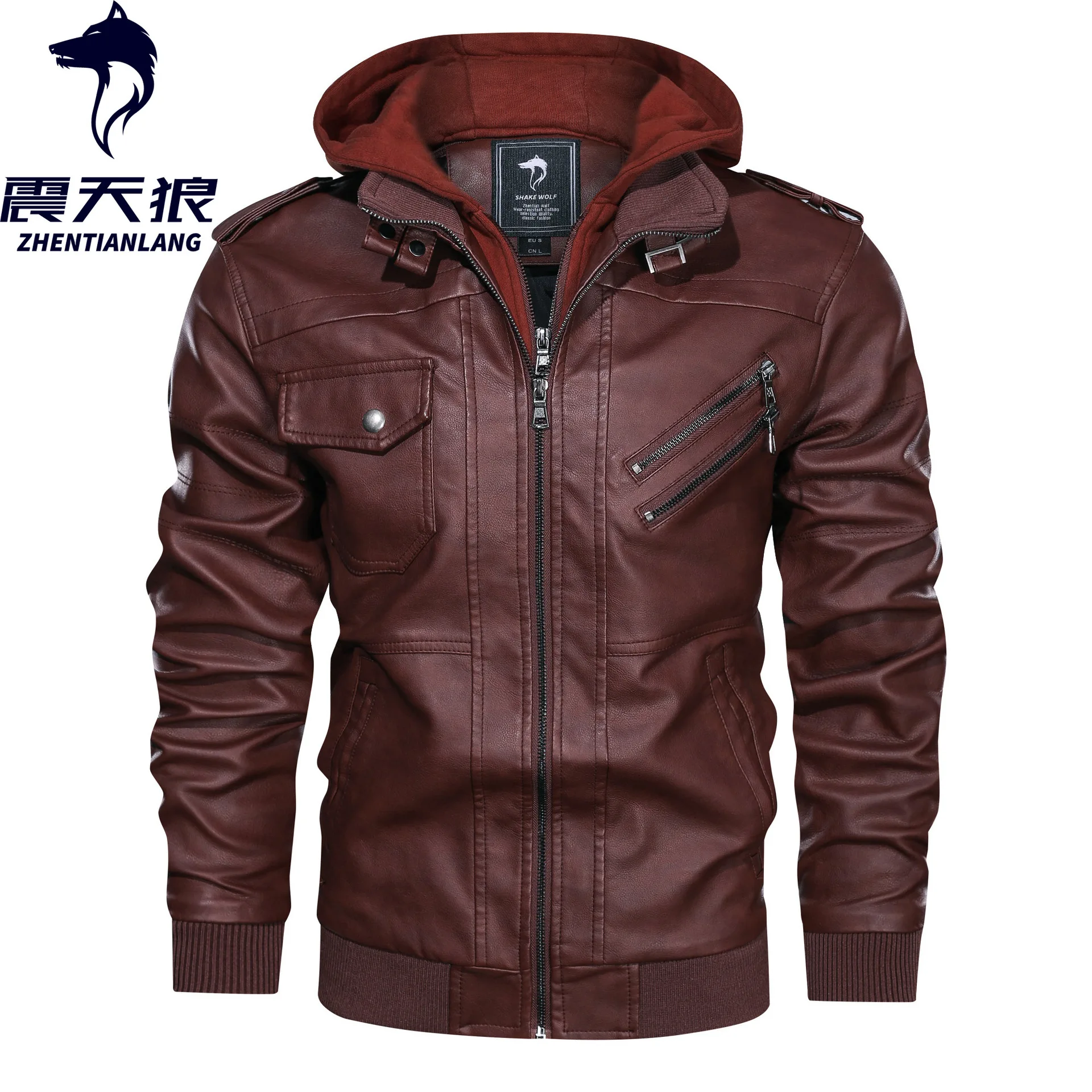 

manufacturers supply selling speed sell tong man jacket, leather pu detachable cap Europe and the United States
