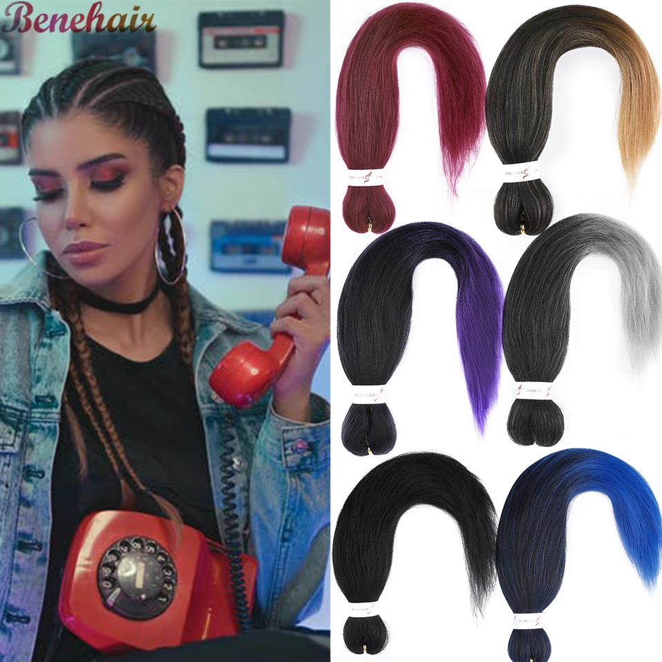 

Benehair Pre Stretched 20 Inch EZ Jumbo Easy Braiding Hair Synthetic Crochet Ombre Yaki Hair Extensions Low Temperature Fiber