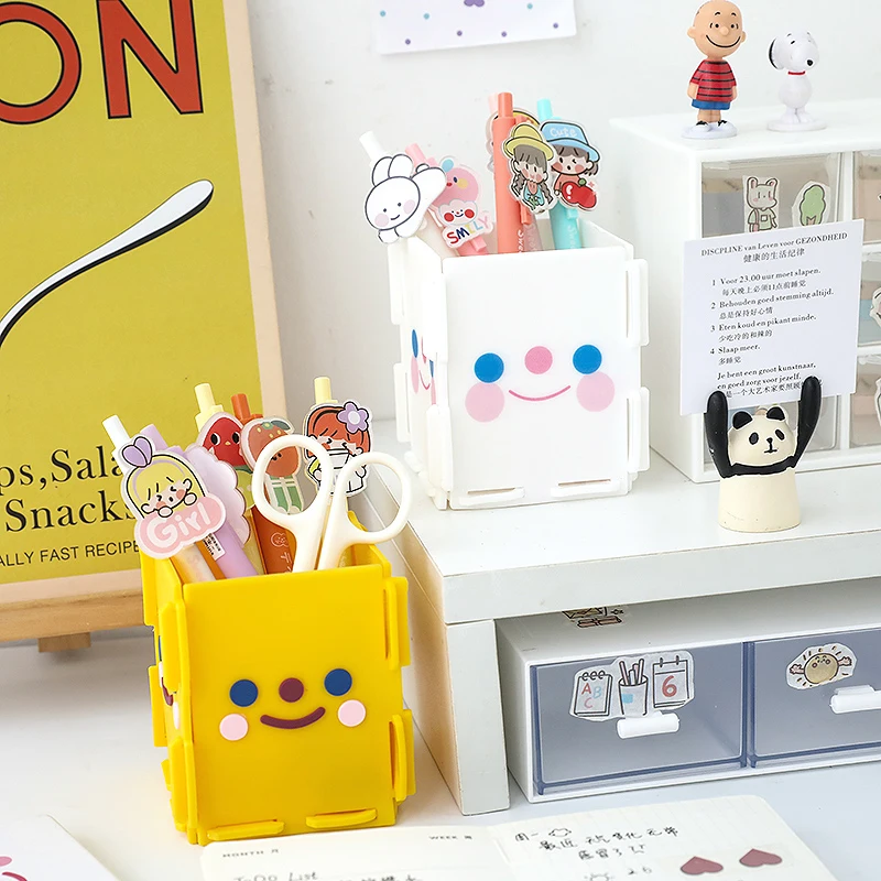 

Detachable Silicone Pen Holder Multifuction Cosmetics Storage Box Holder Office Desk Organizer for Student Desktop Storage Boxes