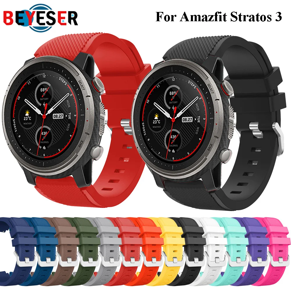 22 мм спортивные красочная силиконовая лента для Huami Amazfit Stratos 3 сменный ремешок