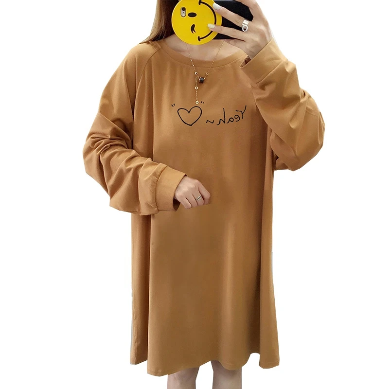 Женское Хлопковое платье с длинным рукавом свободное тонкое нижнее белье