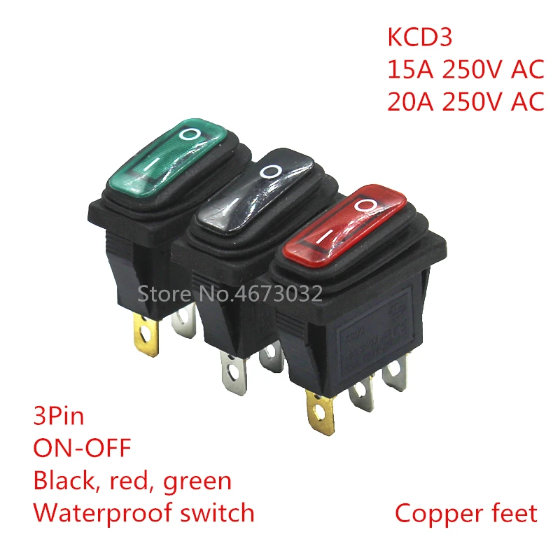 

KCD3/1 шт., новый прямоугольный длинный кулисный переключатель ВКЛ./ВЫКЛ. С водонепроницаемой крышкой IP67, автомобильный приборник 3pin