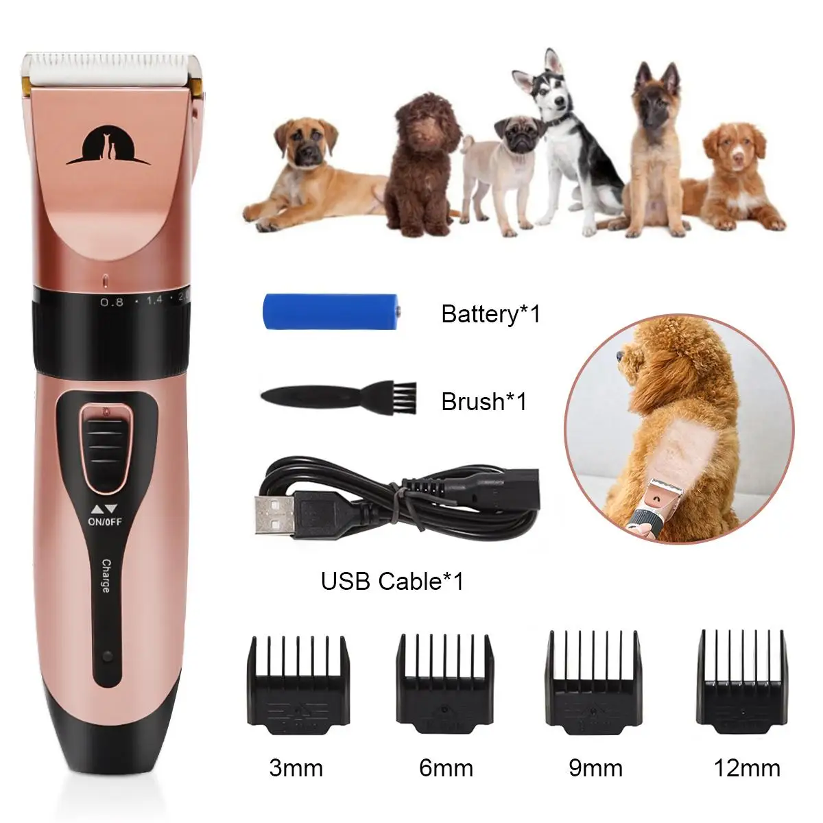 

Машинка для стрижки домашних питомцев, электрический триммер для собак, аккумуляторная бритва с низким уровнем шума