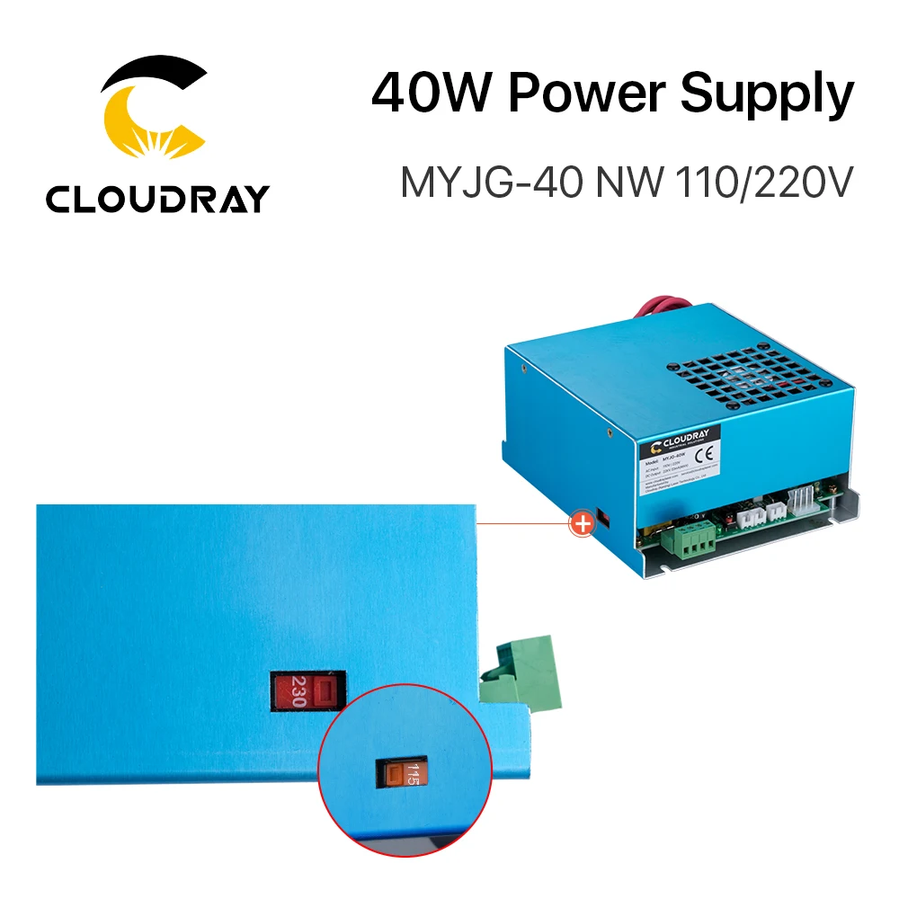 Cloudray 40 Вт CO2 лазерный Питание MYJG 110V 220V для станок лазерной резки и гравировки