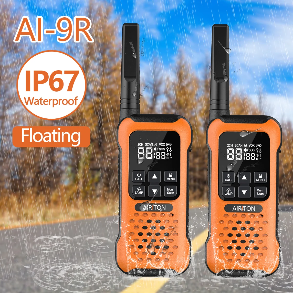 

Airiton AI-9R Floating Walkie Talkie IP67 Waterproof Walkie-talkies PMR for Radio Motorola Fishing Kayak Skiing Two-way radio