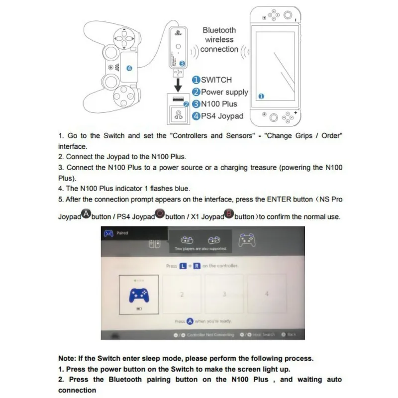 Адаптер N100PLUS NS с беспроводной ручкой для контроллера PS4 Switch Xbox one | Электроника