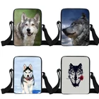 Сумка на плечо мужская с принтом волка, крутой портативный мессенджер с животным принтом для мальчиков-подростков, милая сумочка-тоут через плечо, маленькая книжная сумка