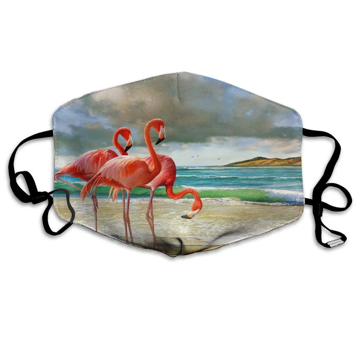 

Mouth Mask Flamingo Beach Print Masks - Breathable Adjustable Windproof Mouth-Muffle, Camping Running for Women and Men