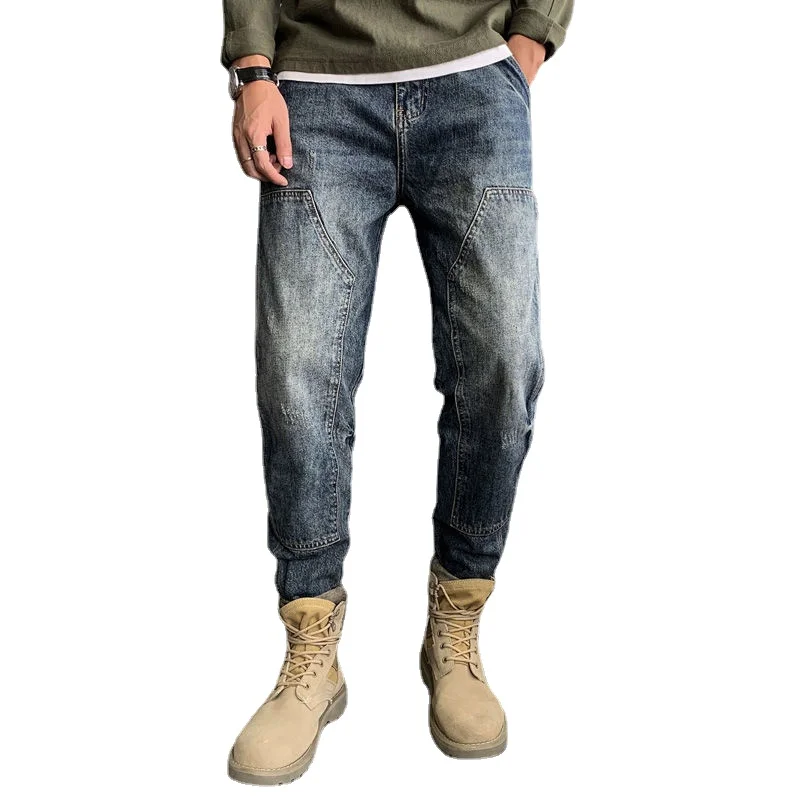 Fashion jeans men's loose personality nostalgic retro straight harem pants fall/winter trend Joker tooling pants. mens jeans