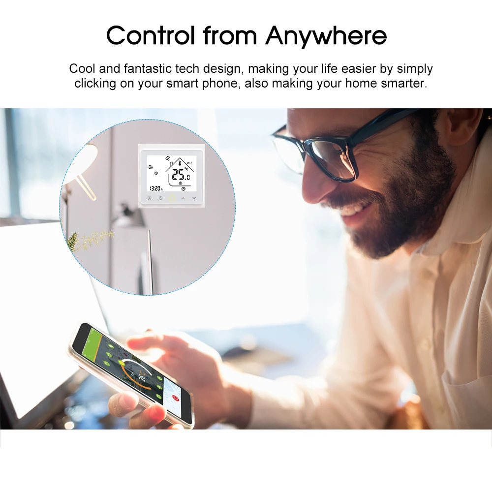 

Electric Heating Thermostat Smart WiFi Digital Temperature Controller APP Control Backlit LCD Display Programmable Voice Control