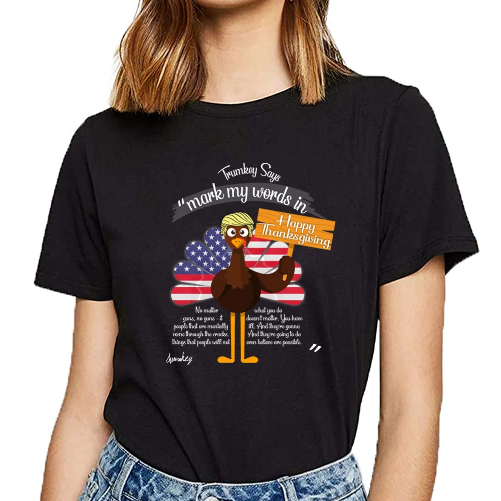 

Топы, футболка для женщин, trumkey, Турция, на День Благодарения, футболка с юмором, белая, короткая, женская футболка