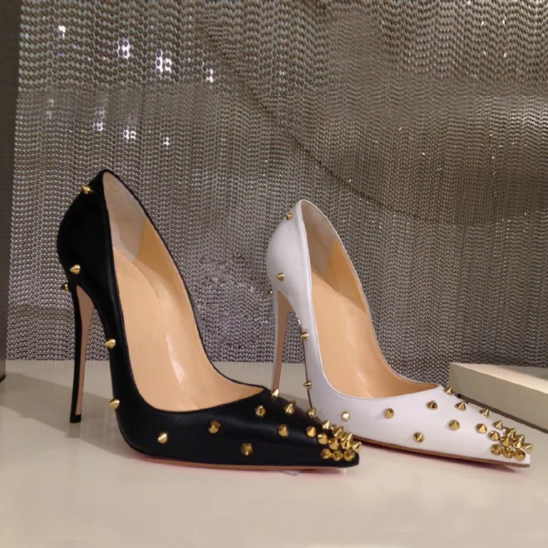 Туфли женские на шпильке элегантные туфли лодочки с заклепками матовая кожа