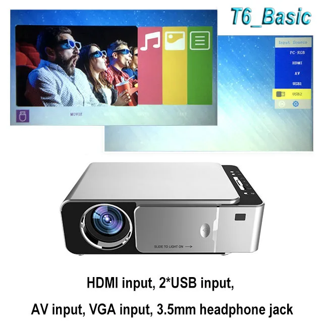 T6 Silver UNIC, новинка, T6, полный проектор 1080 P, Android, wifi, 3500 люмен, домашний кинотеатр, проектор, Поддержка AirPlay DLNA Miracast Proyector - Цвет: T6 Silver