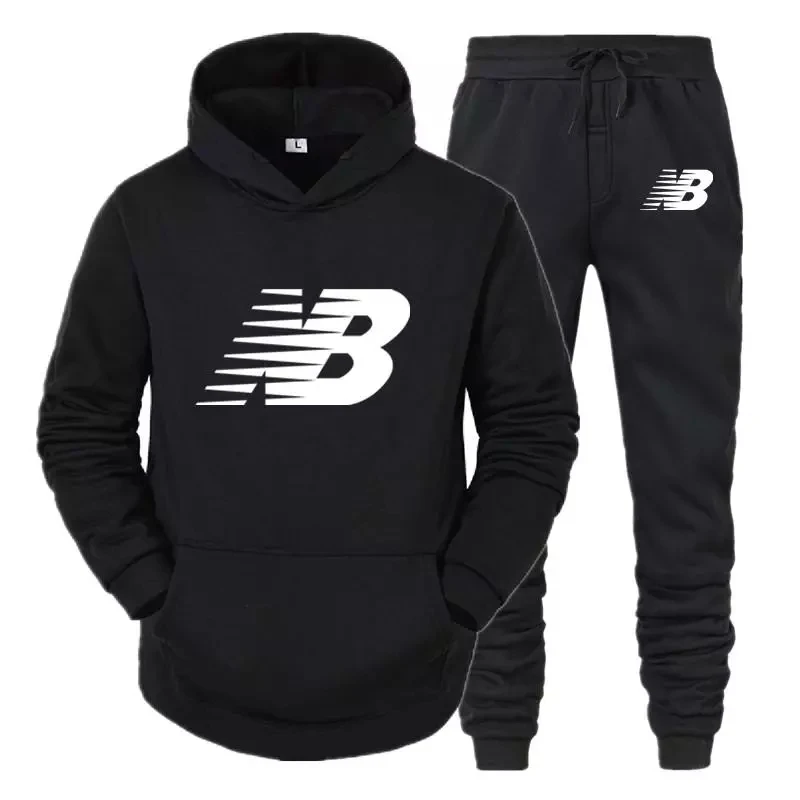 

Tracksuit Men Fashion Hoodies Men Suits Brand NB Sets Men Sweatshirts+sweatpants Autumn Winter Fleece Hooded Pullover Fit Collar