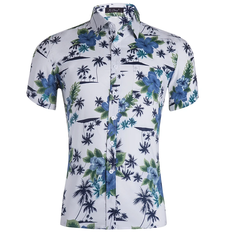 

Casual Shirts For Men Fashion Print Cotton Short Sleeve Blouse Hawaii Shirt Beach Holiday Young Boy Style Cool Soft Top Clothing