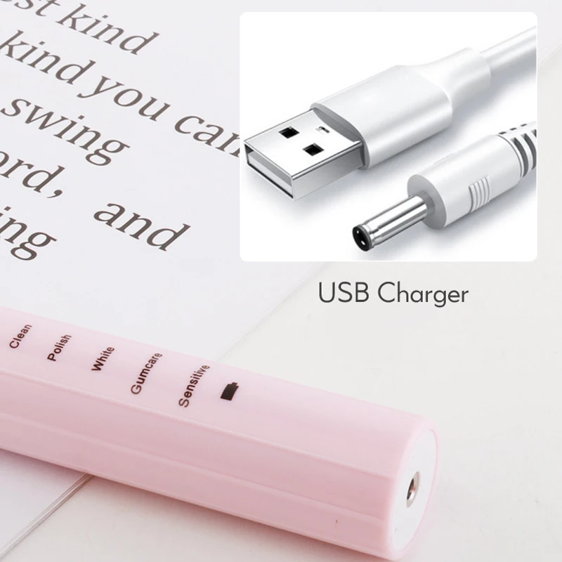 Мощная звуковая электрическая зубная щетка USB зарядное устройство перезаряжаемая ультра звуковая зубная щетка es моющаяся электронная отбеливающая зубная щетка 40