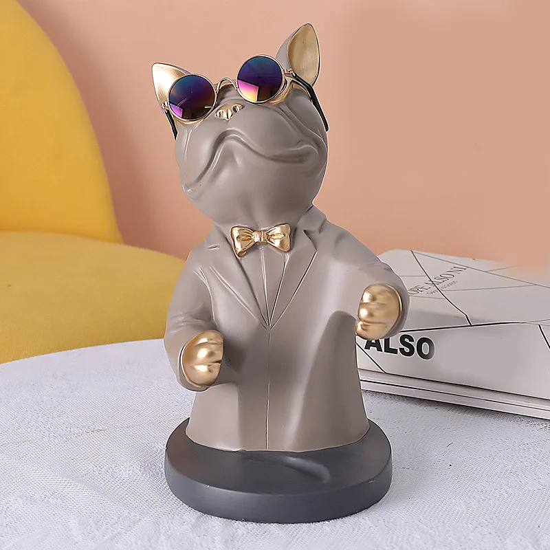 

Resin Bulldog Figurine Wine Bottle Holder Wine Rack Animal Sculpture Living Room Table Decoration Botellero Drop Shipping