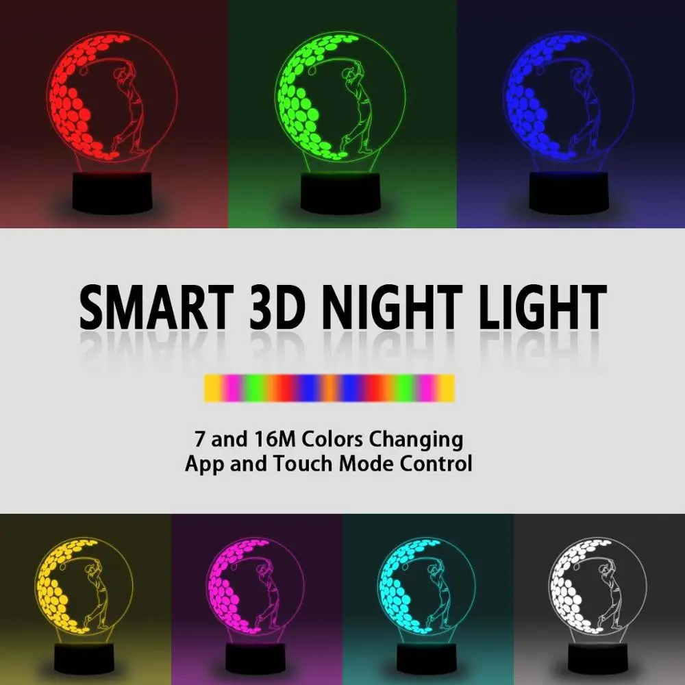 NiteApps 3D гольф плеер ночник настольная лампа Иллюзия украшение подарок на день