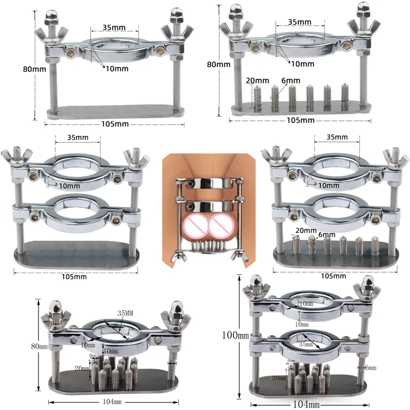 

6 Styles Stainless Steel Scrotum Metal Locking Hinged Cock Ring CBT Ball Stretchers Weight Chrome Finish Bondage Gay Scrotum SM