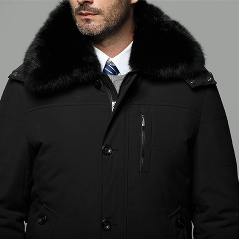 Men's Winter Coat new down jacket men brand long section plus size coat Fox fur collar thicken downcontent 90% | Мужская одежда