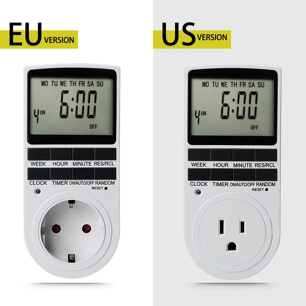 

Электронный цифровой таймер, вилка ЕС/США, разъем питания, вилка кухонного таймера, 220 В, 12/24 часа, циклический программируемый таймер