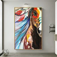 hand painted modern oil painting animal horse race horse implied horse to success home decoration living room entrance wall art