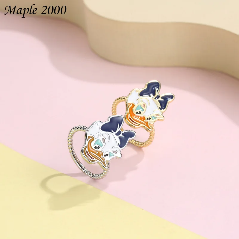 

Disney Korean Daisy Duck Cute Ring Kawaii Student Mickey Mouse Wearing Bracelet Brass Simple Jewelry