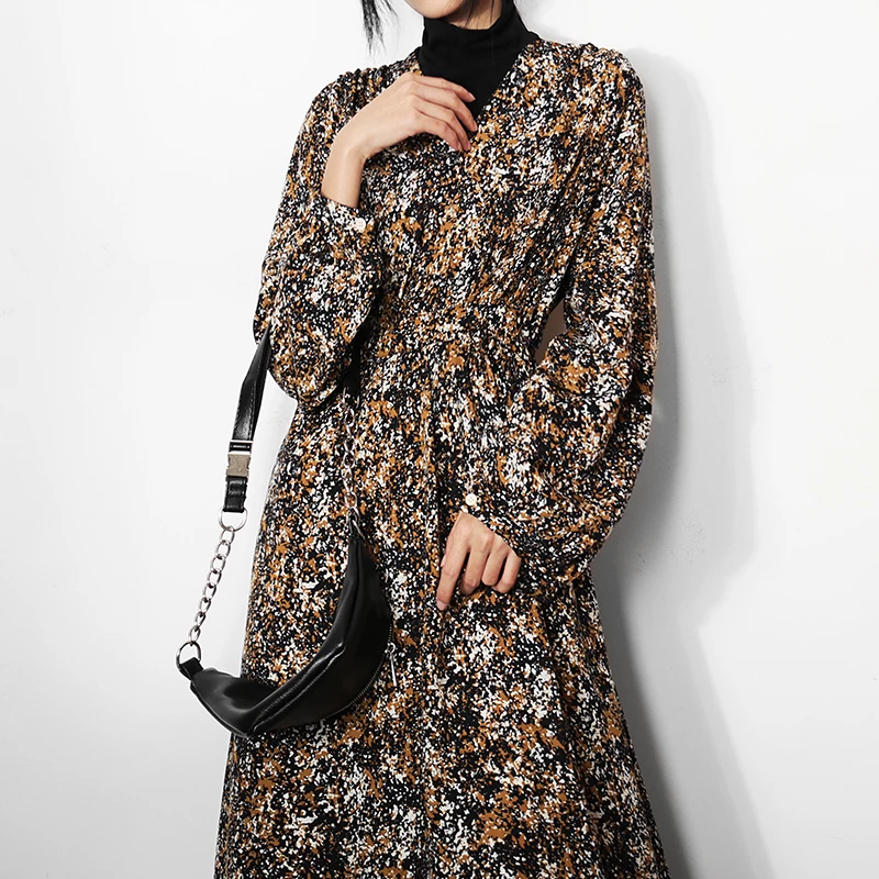 2020 весенние женские с модным принтом длинными рукавами и оборками для девочек