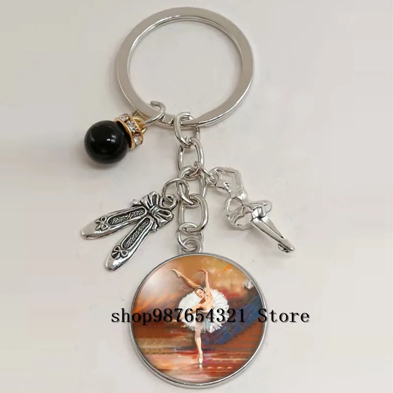 Модный брелок для ключей с красивой танцующей девушкой круглая подвеска-кабошон