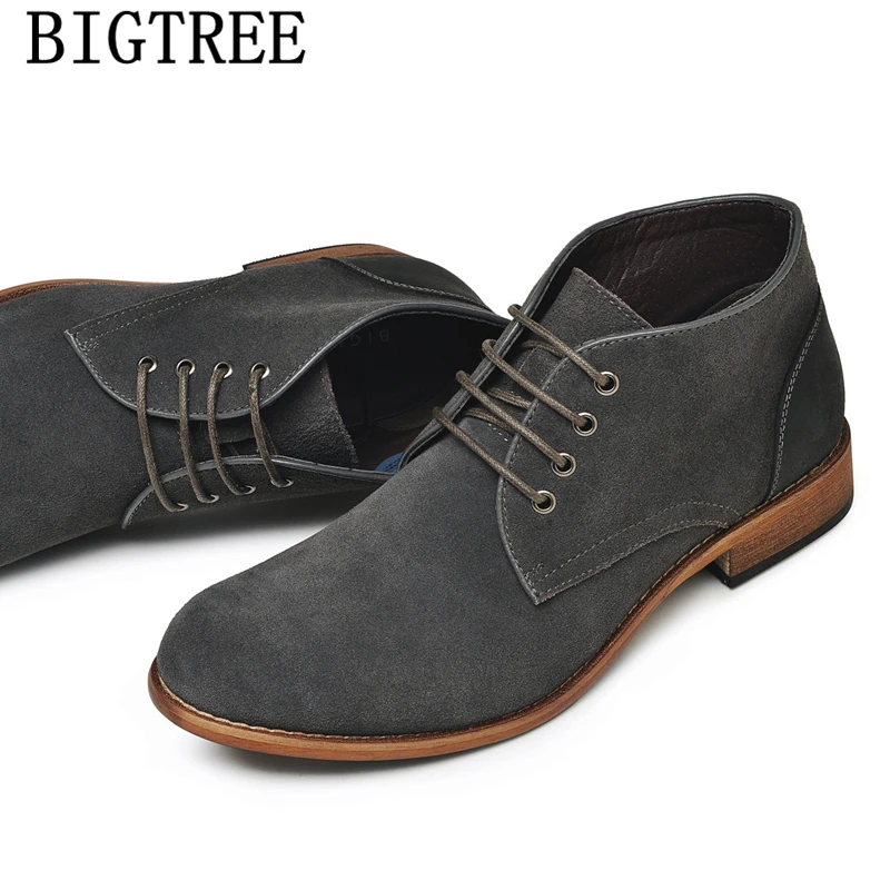 Ботинки мужские из натуральной кожи Модные ботильоны зимняя обувь пустынные