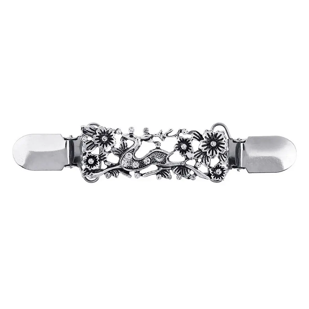 Blooming Rose With Chain Elegant And Delicate Personality Animal Deer Alloy Diamond Shawl Clip Sweater Clothing Buckle | Украшения и