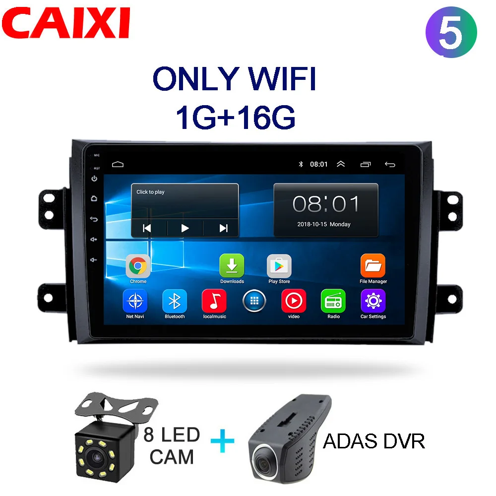 CAIXI Car Android 8,1 радио мультимедиа плеер для Suzuki SX4 2006 2007 2008 2009 2010 2011 2012 2013 автомобиля gps Navigatio плеер - Цвет: Cx-SX4-CAM-DVR