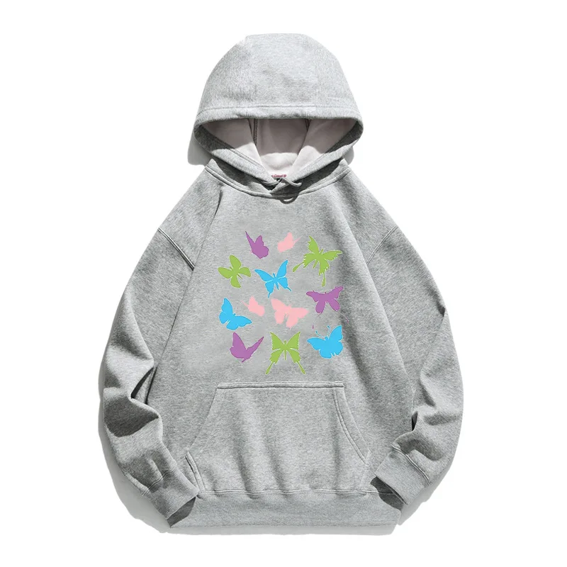 

Women Hoodie Colorful Butterfly Printed Hoodies Women Fleece Long Sleeve Loose Sweatshirt with Hat Girls Pullovers Winter