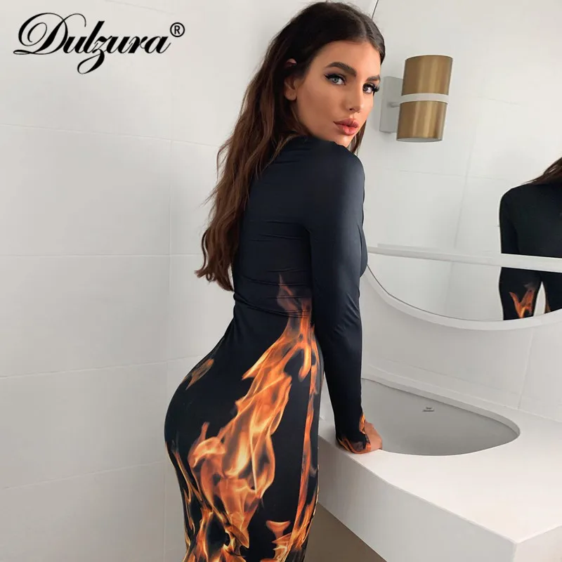 Женское платье миди с принтом Dulzura вечерние облегающие платья пламенем уличная