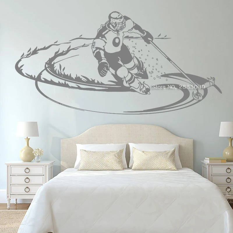 Hockey Winter Sport Decals Cool Wall Vinyl Decal Decor Ice Sticker For Kids Room Poster Home Decoration LC1447 | Дом и сад