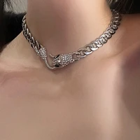 luxury snake shape chokers necklace for women men adjustable stainless steel cuban link chain necklace punk hip hop jewelry gift