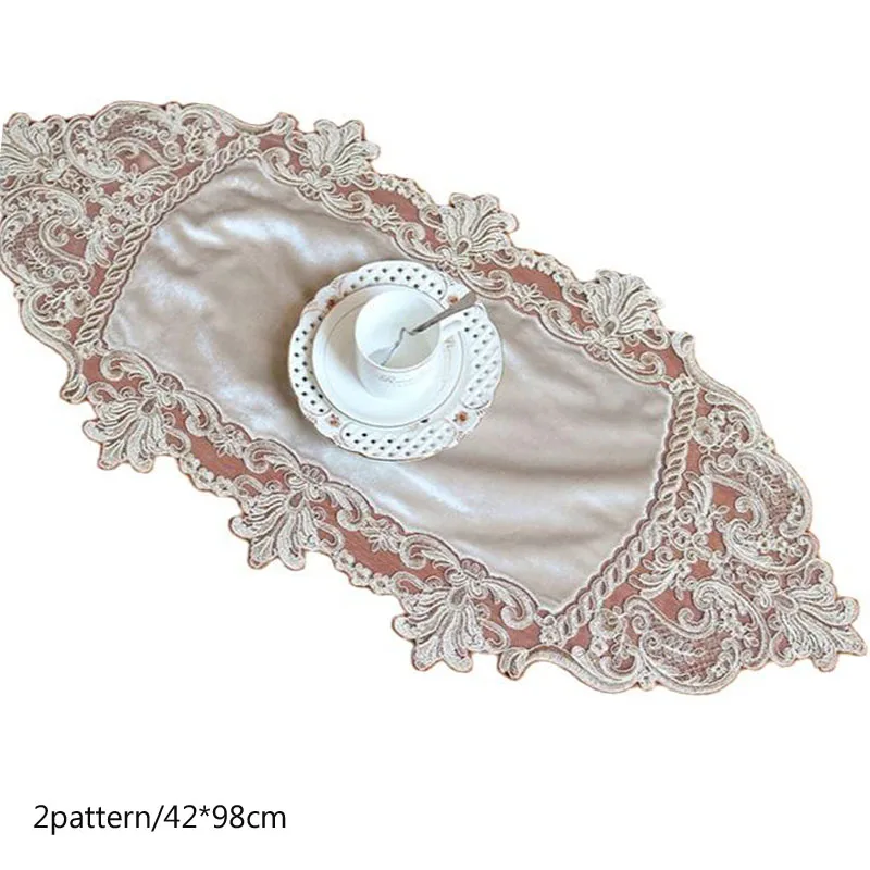 Luxury lace Embroidery bed Table Runner cloth cover dining Lace tea coffee tablecloth placemat home Christmas Wedding decor cfen a s white lace plaid table cloth wedding decor translucent table cover tablecloth tea table cloth home table decor