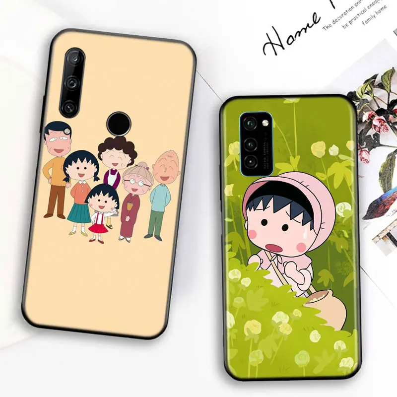 

Silicone Cover Cartoon Chibi Maruko Chan For Huawei Honor 7C 7A 7S 8 8A 8X 8C 8S 2019 2020 9 lite 9X Pro Black Phone Case