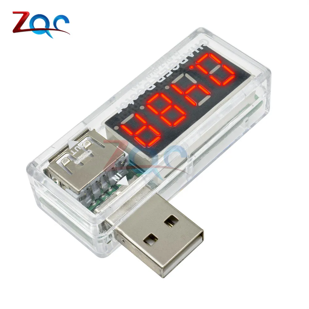 Цифровой USB зарядное устройство Доктор Вольтметр Амперметр Ток Напряжение тестер метр мини USB Мобильный зарядное устройство светодиодный дисплей - Цвет: Transparent Case