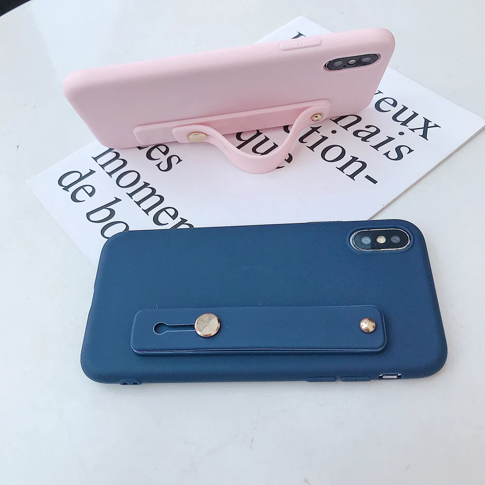 Сплошной Цветной силиконовый чехол с держателем для samsung Note 8 9 10 Plus цветной мягкий чехол для телефона samsung S8 9 10 Plus с подставкой