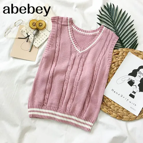 Жилеты для женщин школьный студенческий стиль карамельные цвета Ulzzang винтажные