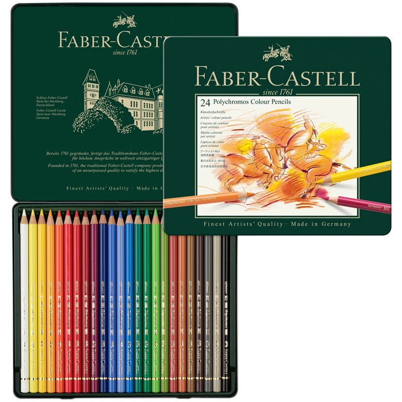 Карандаши цветные художественные Faber-Castell &quotPolychromos" 24цв. заточен. метал. коробка