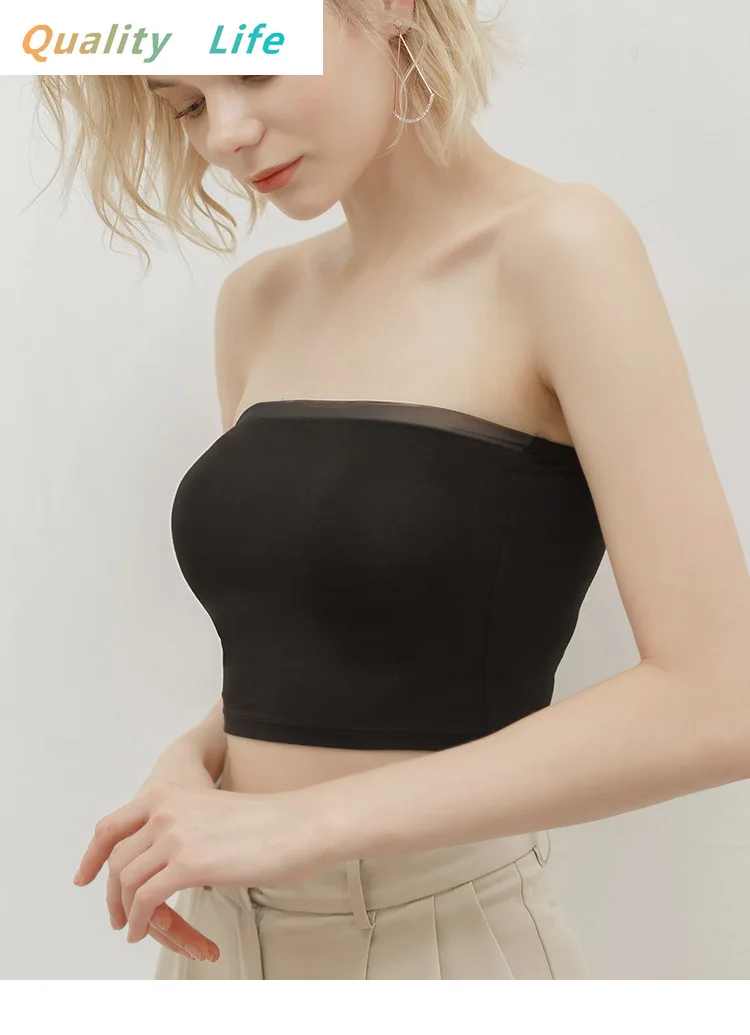 

2021 Summer New Tube Top Anti-failure-proof Base with Modal Mesh Stitching Sexy Spot Wholesale Free Shipping