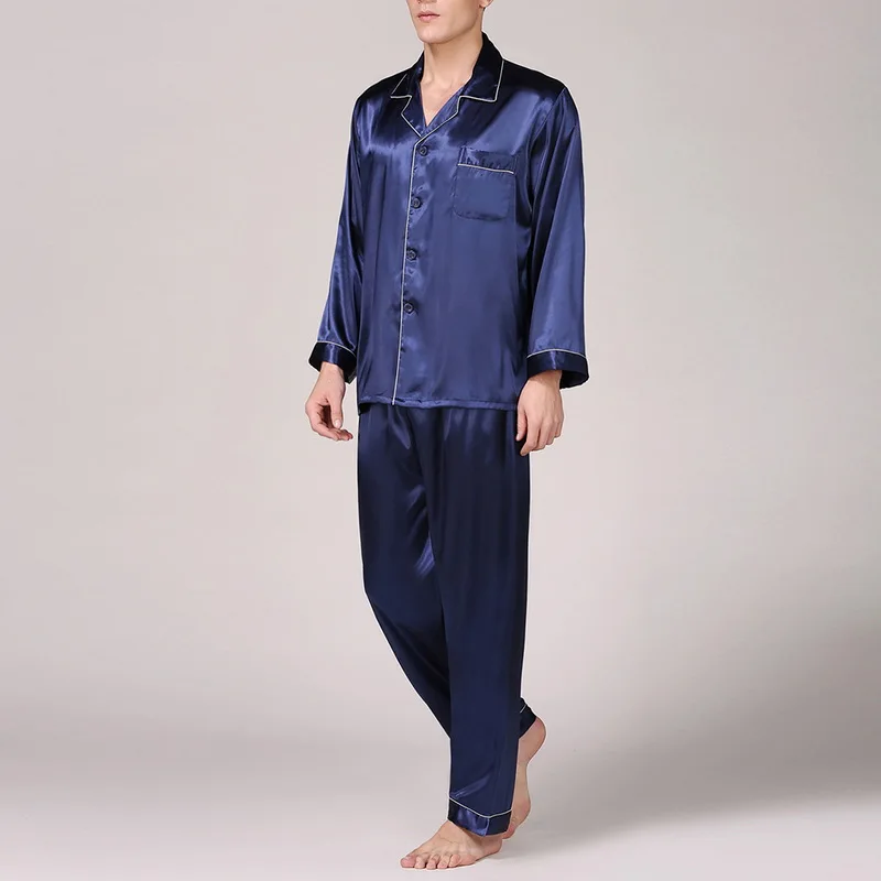 

Men's Stain Silk Pajama Set Sleepwears Men Nightgown Sexy Soft Homme Cozy Satin Male Casual Lounge Pajama Nightwear Comfortable