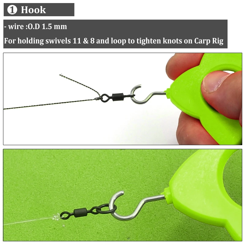 

Fishing Hook Tier Line Tying Tool With Sub-line + 2 PCS Single&Double Hook Fast Knot Tyer Tool Fishing Tackle Accessory