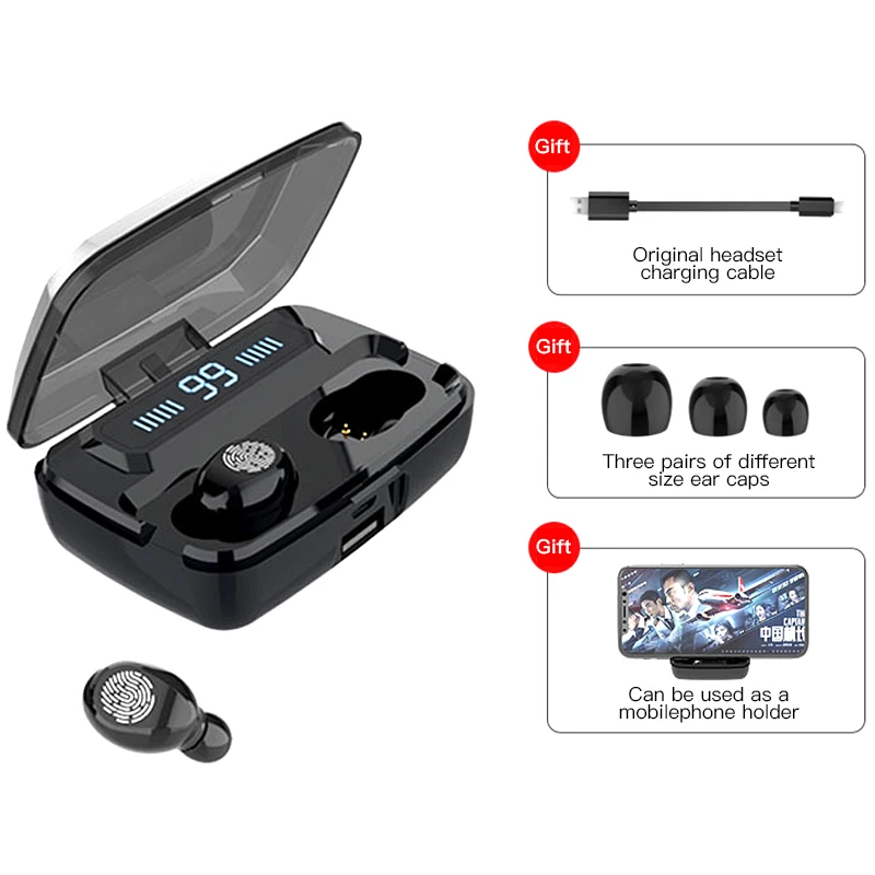 ihuigol TWS Wireless Earphones Bluetooth 5.0 Headphones HIFI In-ear Touch Control Noise Cancelling Gaming Headset With Mic LED |