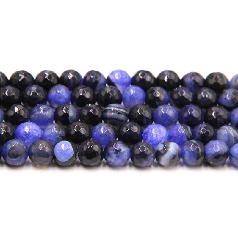 Круглые бусины из синего халцедона агата для изготовления ювелирных изделий