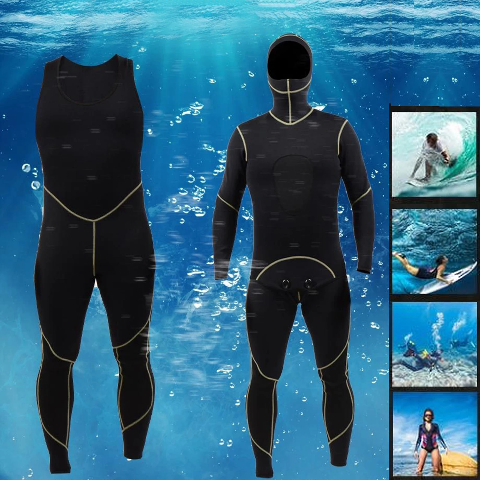 

Diving Scuba Suits Two Pieces UV Protection for Surfing Snorkeling